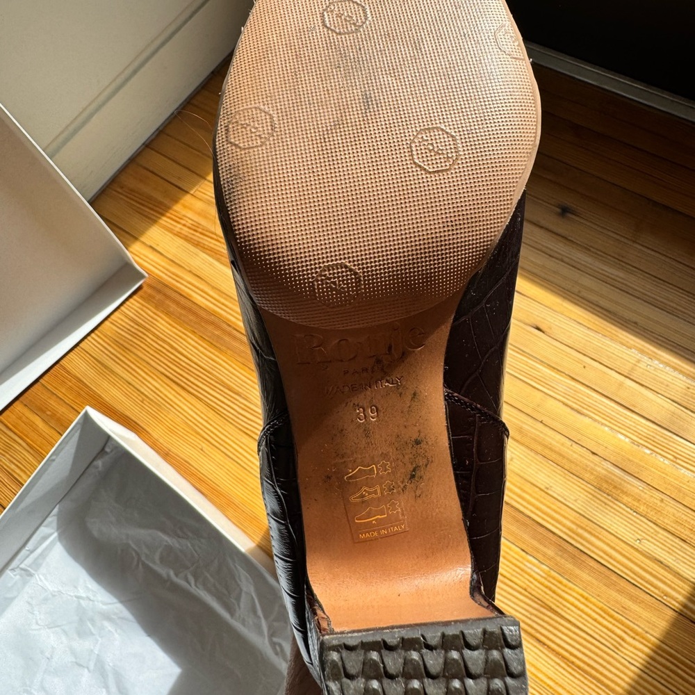 Rouje Loana chocolat croc tall boots - Picture 5 of 9
